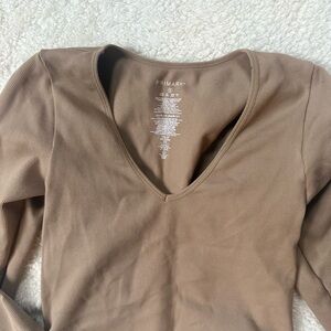 Primark Women's Tan V-Neck Shape-Wear Top